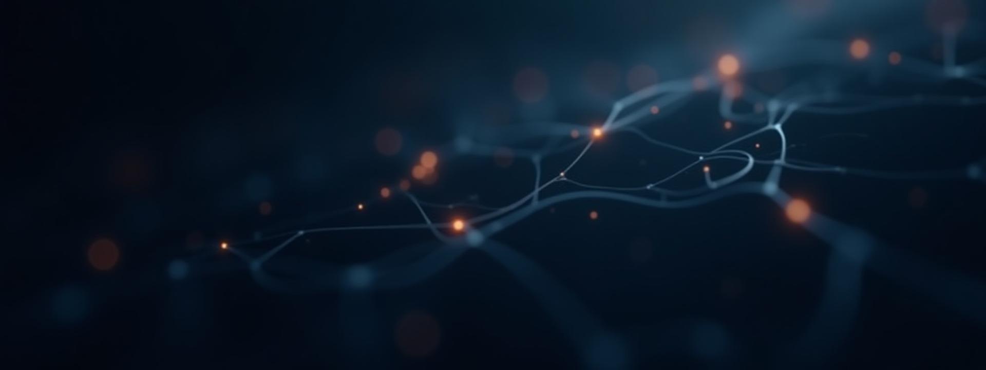 ニューラルネットワークやデータフローをイメージさせる、先進的なデジタルアート